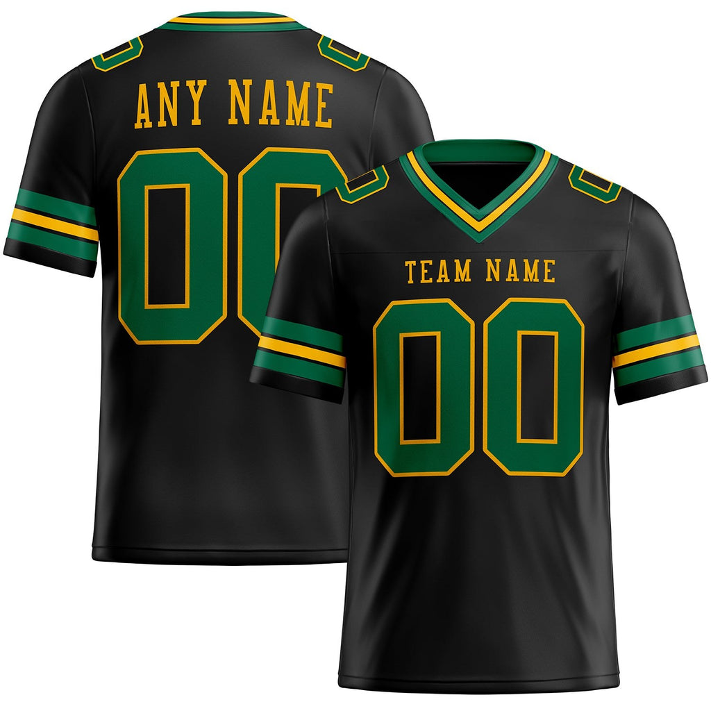 Custom Black Kelly Green-Gold Authentic Football Jersey photo 1
