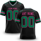 Custom Black Kelly Green-Pink Authentic Football Jersey