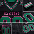 Custom Black Kelly Green-Pink Authentic Football Jersey detail