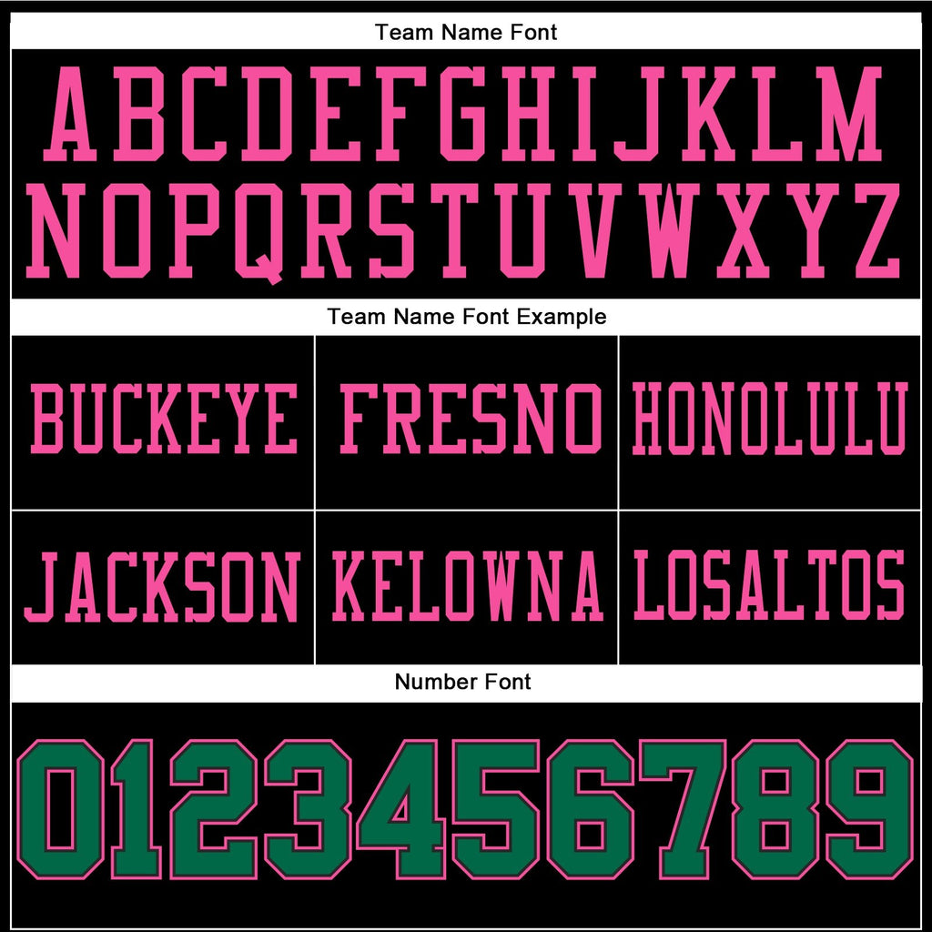 Custom Black Kelly Green-Pink Authentic Football Jersey photo 3
