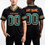 Custom Black Kelly Green-Orange Authentic Football Jersey worn front and back