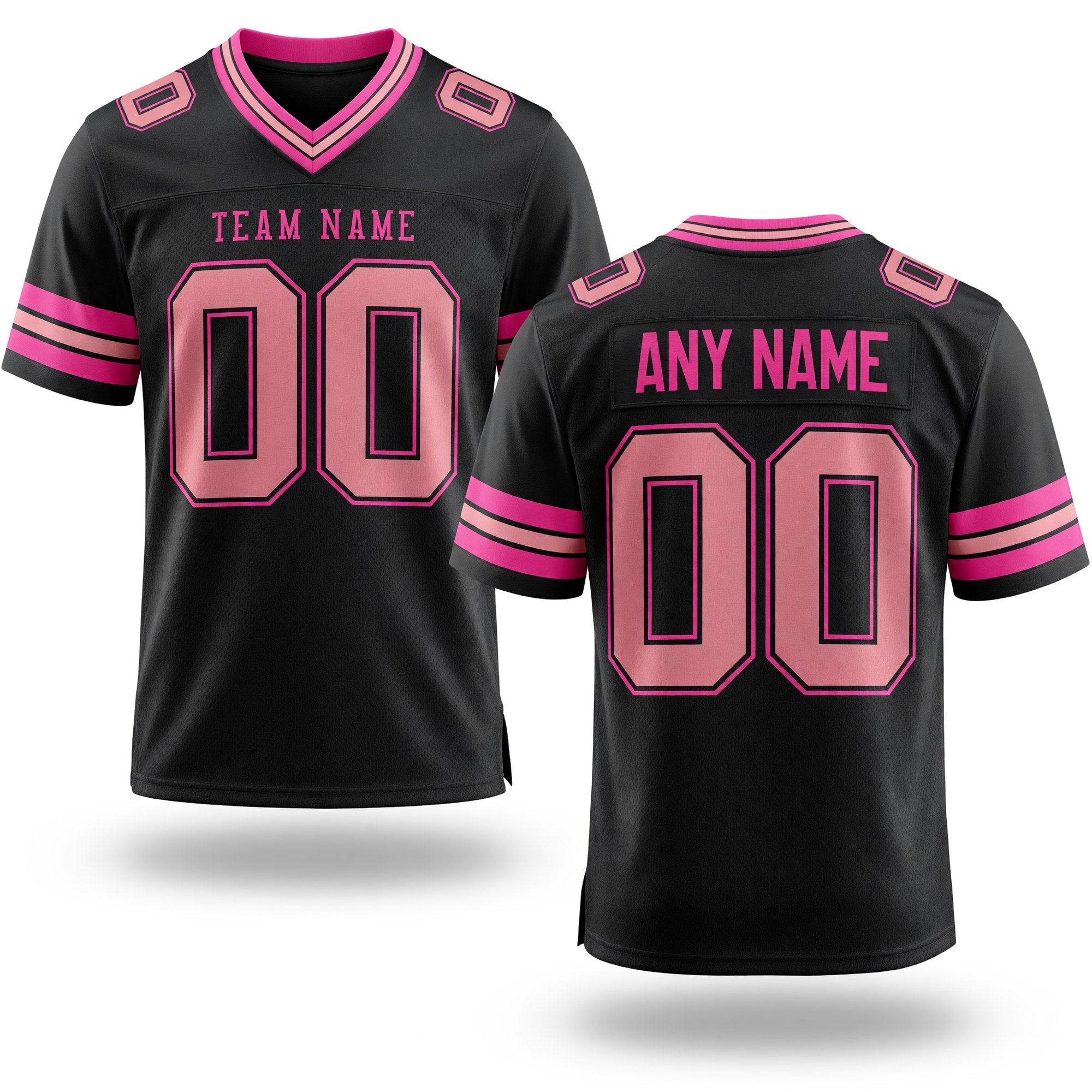 Custom Black Medium Pink-Pink Authentic Football Jersey