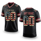 Custom Black Vintage USA Flag Crimson-City Cream Authentic Football Jersey