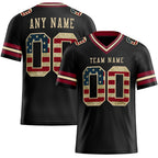 Custom Black Vintage USA Flag Crimson-City Cream Authentic Football Jersey photo 1