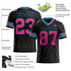 Custom Black Pink-Teal Authentic Football Jersey photo 2