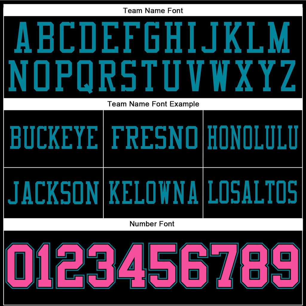 Custom Black Pink-Teal Authentic Football Jersey photo 3