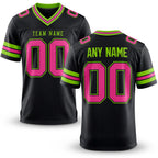 Custom Black Pink-Neon Green Authentic Football Jersey