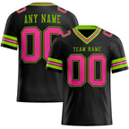 Custom Black Pink-Neon Green Authentic Football Jersey photo 1