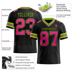 Custom Black Pink-Neon Green Authentic Football Jersey photo 2