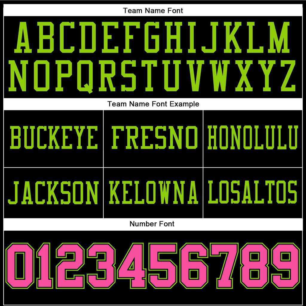 Custom Black Pink-Neon Green Authentic Football Jersey photo 3