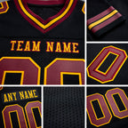 Custom Black Burgundy-Gold Authentic Football Jersey detail