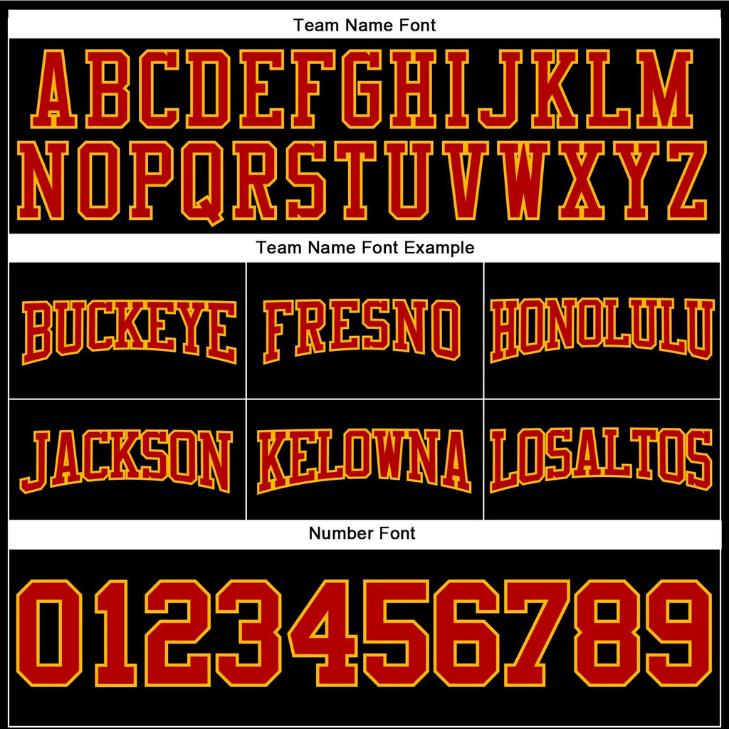 Custom Stitched Black Red-Gold Football Pullover Sweatshirt Hoodie photo 2
