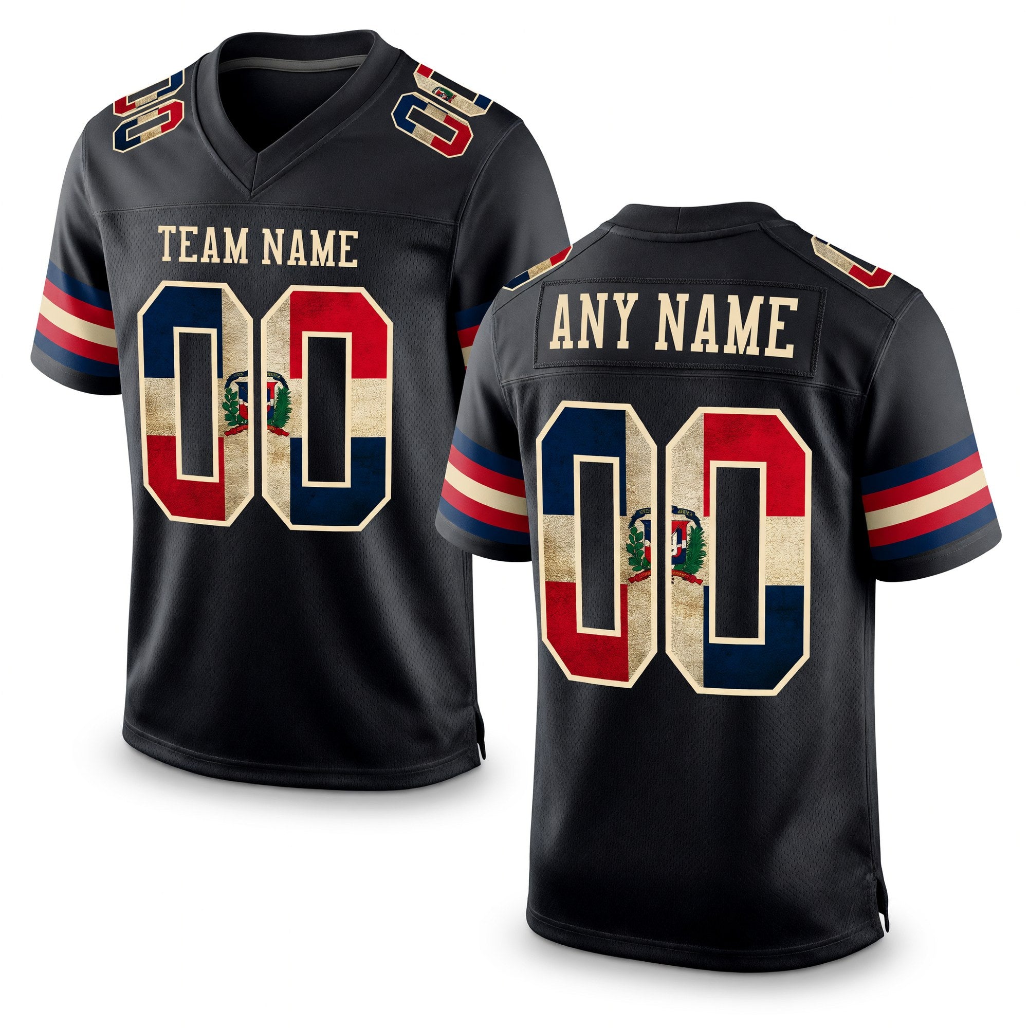 Custom Black Vintage Dominican Republic Flag-City Cream Mesh Authentic Football Jersey
