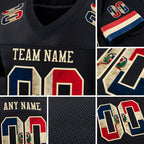 Custom Black Vintage Dominican Republic Flag-City Cream Mesh Authentic Football Jersey detail