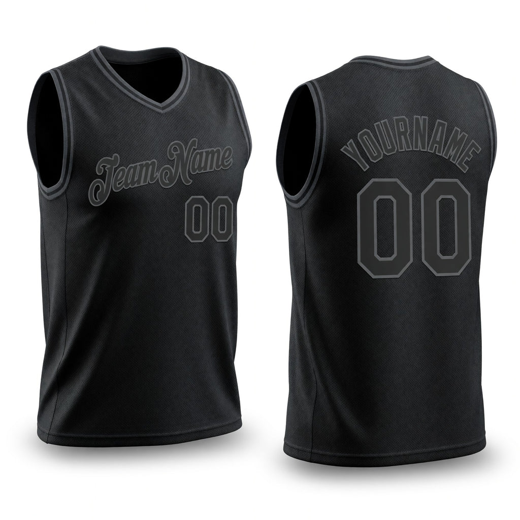 Custom Black Steel Gray Authentic Throwback Basketball Jersey