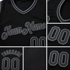 Custom Black Steel Gray Authentic Throwback Basketball Jersey detail