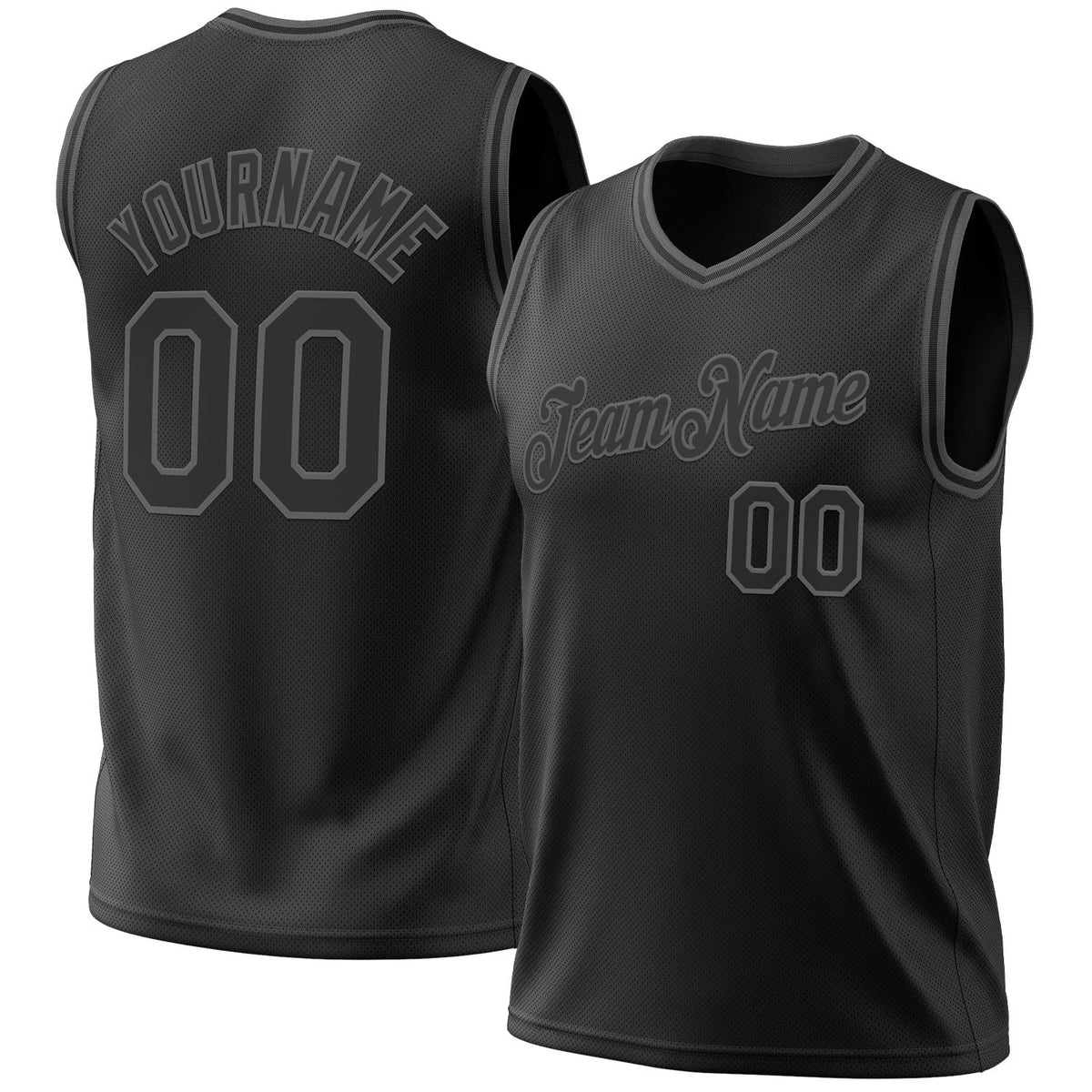 Custom Black Steel Gray Authentic Throwback Basketball Jersey photo 1