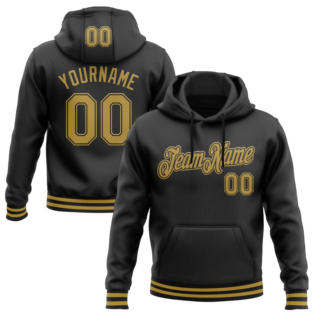 Custom Stitched Black Old Gold Sports Pullover Sweatshirt Hoodie photo 1