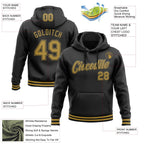 Custom Stitched Black Old Gold Sports Pullover Sweatshirt Hoodie photo 3