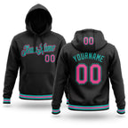 Custom Stitched Black Pink-Aqua Sports Pullover Sweatshirt Hoodie