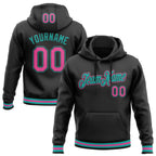 Custom Stitched Black Pink-Aqua Sports Pullover Sweatshirt Hoodie photo 1