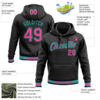 Custom Stitched Black Pink-Aqua Sports Pullover Sweatshirt Hoodie photo 3