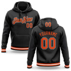Custom Stitched Black Orange-White Sports Pullover Sweatshirt Hoodie