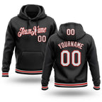Custom Stitched Black White-Red Sports Pullover Sweatshirt Hoodie