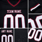 Custom Black White-Maroon Mesh Authentic Throwback Football Jersey detail