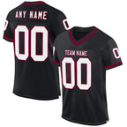 Custom Black White-Maroon Mesh Authentic Throwback Football Jersey photo 1