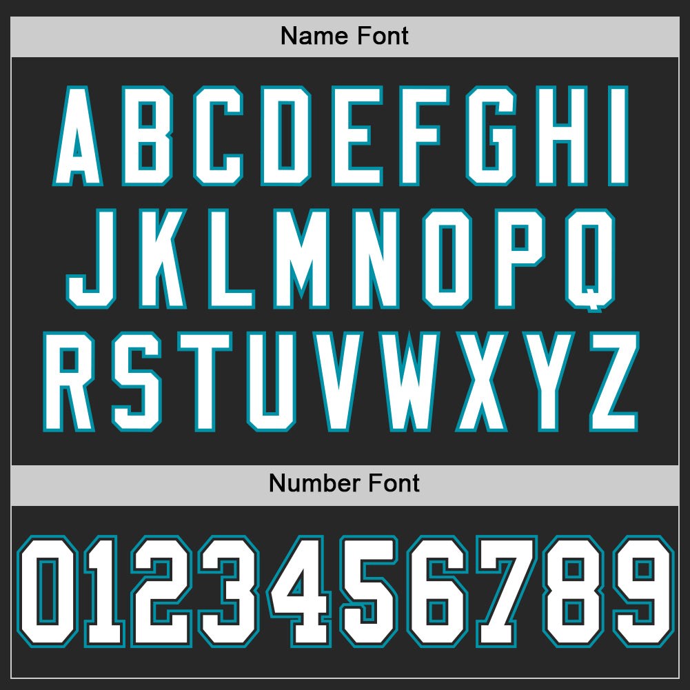 Custom Black White-Teal Mesh Authentic Throwback Football Jersey photo 3