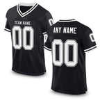 Custom Black White Mesh Authentic Throwback Football Jersey