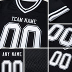 Custom Black White Mesh Authentic Throwback Football Jersey detail