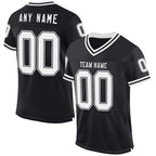 Custom Black White Mesh Authentic Throwback Football Jersey photo 1