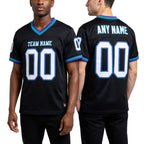 Custom Black Purple-Teal Mesh Authentic Throwback Football Jersey worn front and back