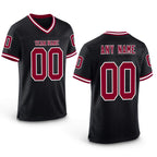 Custom Black Maroon-White Mesh Authentic Throwback Football Jersey