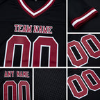Custom Black Maroon-White Mesh Authentic Throwback Football Jersey detail