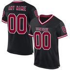Custom Black Maroon-White Mesh Authentic Throwback Football Jersey photo 1