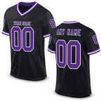 Custom Black Purple-White Mesh Authentic Throwback Football Jersey