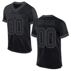 Custom Black Steel Gray Mesh Authentic Throwback Football Jersey
