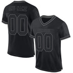 Custom Black Steel Gray Mesh Authentic Throwback Football Jersey photo 1