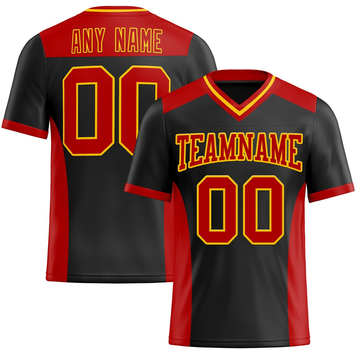 Custom Black Red-Yellow Authentic Football Jersey photo 1