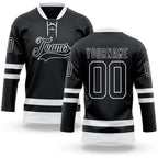 Custom Black White Hockey Lace Neck Jersey