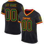 Custom Black Green Gold-Red Mesh Authentic Throwback Football Jersey photo 1