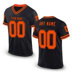 Custom Black Orange Mesh Authentic Throwback Football Jersey