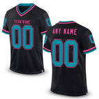 Custom Black Teal-Pink Mesh Authentic Throwback Football Jersey