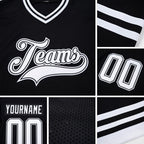 Custom Black White Hockey Jersey detail