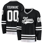 Custom Black White Hockey Jersey photo 1