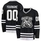 Custom Black White Hockey Jersey photo 2