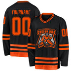 Custom Black Orange Hockey Jersey photo 2